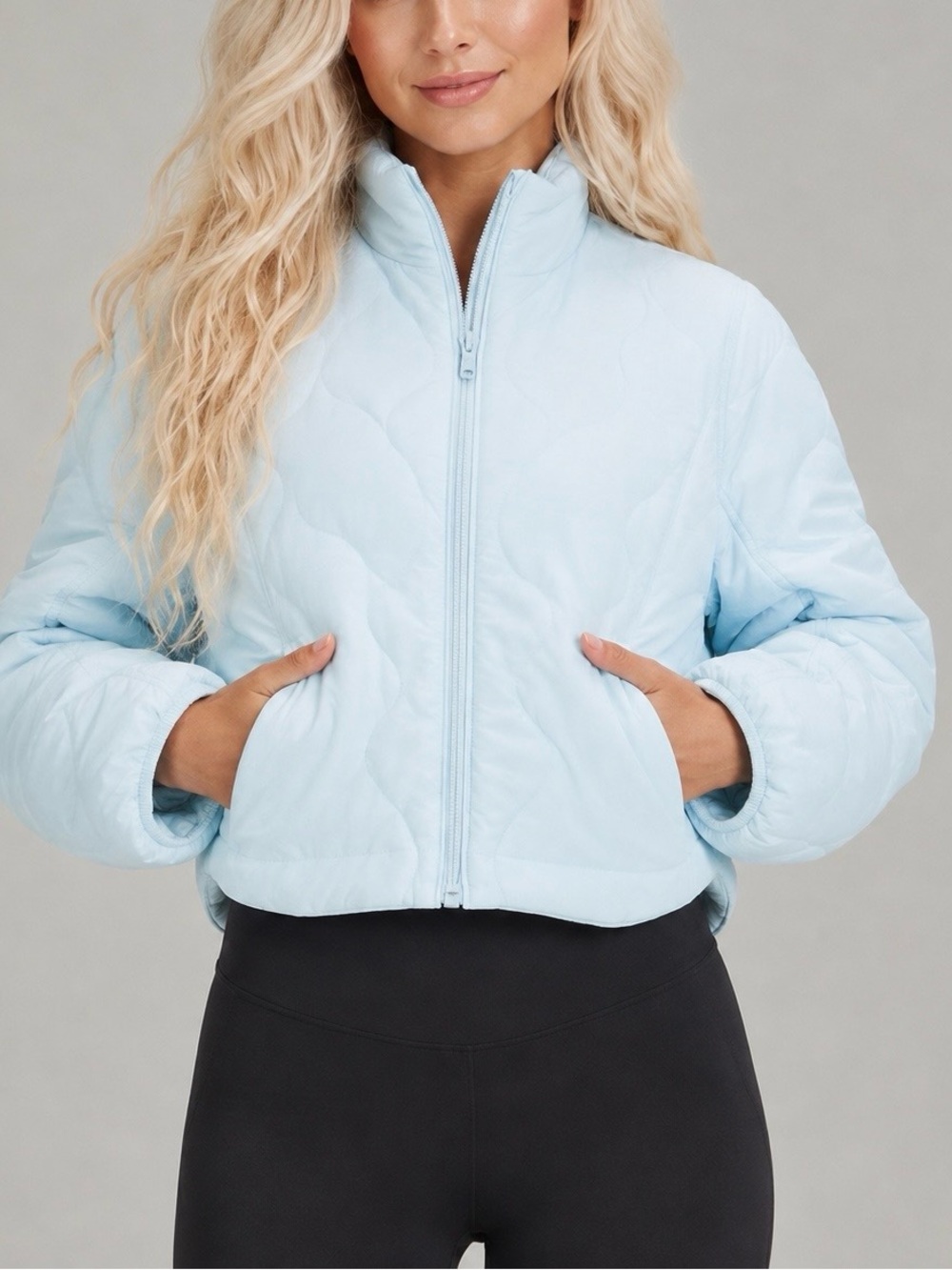 Lululemon Quilted Light Insulation Cropped Jacket Powder Blue Size 8